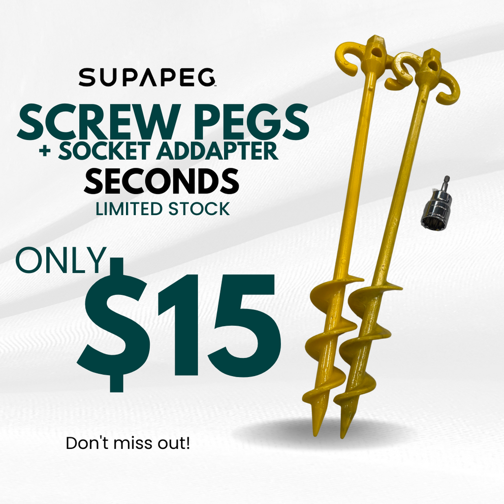 SALE  Sand Screw Peg Kit 2 x 500mm + Socket & Adaptor