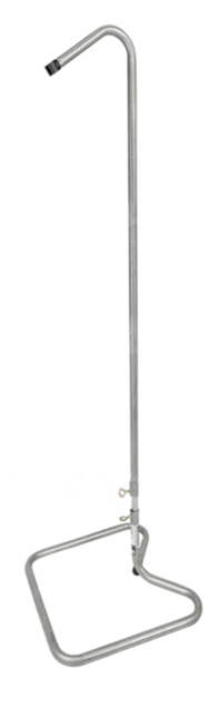 Galvanised shower pole by Supa Peg Australia, showing sturdy metal construction with adjustable fittings for bathroom use.