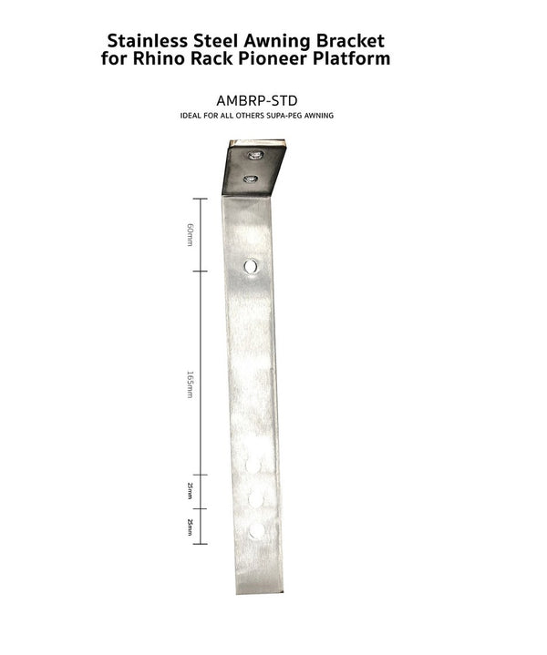 Stainless Steel Awning Bracket to suit Rhino Rack Pioneer Platform (PAIR)