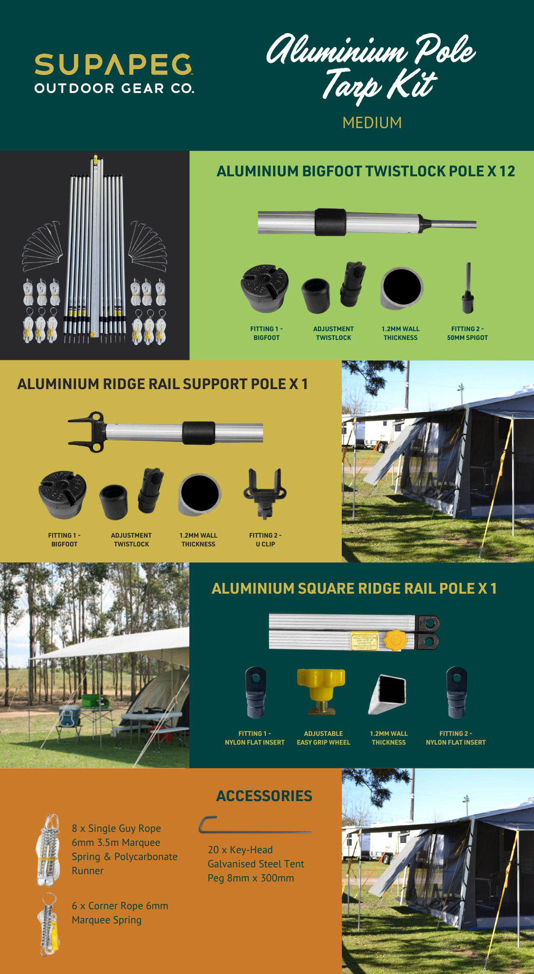 Aluminium Pole Tarp Kits Supa Peg Australia