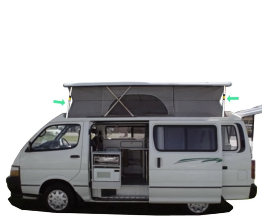 Pop up roof caravan store